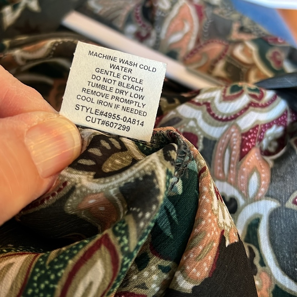 K&C semi sheer, floral print georgette Jacket, 3/4 sleeves, pockets, Women’s M - Picture 11 of 11